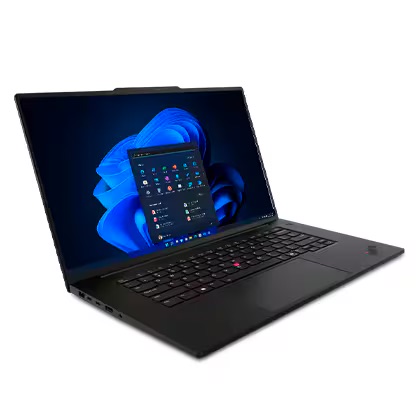 A black Lenovo ThinkPad laptop running Windows on a white background